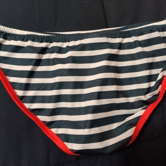 NWT GOTTZU "GX3" BIKINI BRIEF, BLUE AND WHITE STRIPES, ASIAN SIZE "XL" (32"-33") - Picture 3 of 6